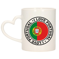Cadeau koffiemok Portugal   vlag   I love   300 ml   keramiek   landen thema   support