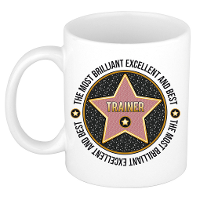Cadeau koffiemok voor de beste trainer   walk of fame   keramiek   300 ml