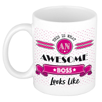 Cadeau koffiemok voor een geweldige baas   roze   keramiek   300 ml