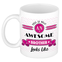 Cadeau koffiemok voor een geweldige broer   roze   keramiek   300 ml   broer/zus dag