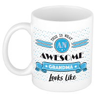 Cadeau koffiemok voor een geweldige oma   blauw   keramiek   300 ml