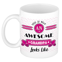 Cadeau koffiemok voor een geweldige opa   roze   keramiek   300 ml