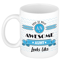 Cadeau koffiemok voor een geweldige tante   blauw   keramiek   300 ml