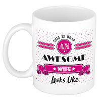 Cadeau koffiemok voor een geweldige vrouw   roze   keramiek   300 ml