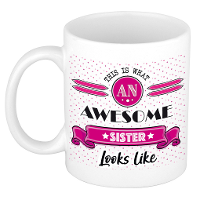 Cadeau koffiemok voor een geweldige zus   roze   keramiek   300 ml   broer/zus dag
