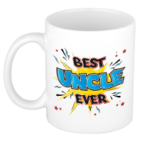 Cadeau koffiemok voor oom   best uncle ever   blauw   300 ml   mok met tekst   verjaardag