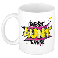 Cadeau koffiemok voor tante   best aunt ever   roze   300 ml   mok met tekst   verjaardag
