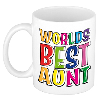 Cadeau mok / beker   Worlds Best Aunt   regenboog   300 ml   voor tante