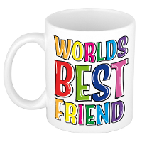 Cadeau mok / beker   Worlds Best Friend   regenboog   300 ml   voor vriend of vriendin