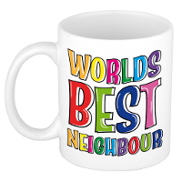 Cadeau mok / beker   Worlds Best Neighbour   regenboog   300 ml   voor buurman/vrouw