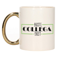 Cadeau mok voor collega   beste collega ooit   groen/goud   keramiek   300 ml