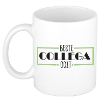 Cadeau mok voor collega   beste collega ooit   groen/wit   keramiek   300 ml