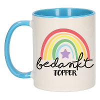 Cadeau mok voor collega   blauw   bedankt   afscheid/pensioen   keramiek   300 ml
