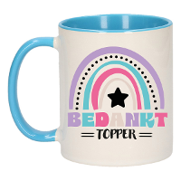 Cadeau mok voor collega   blauw   bedankt topper   afscheid/pensioen   keramiek   300 ml