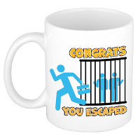Cadeau mok voor collega   blauw   you escaped   afscheid/pensioen   keramiek   300 ml
