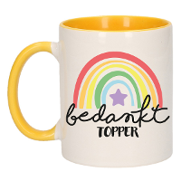 Cadeau mok voor collega   geel   bedankt   afscheid/pensioen   keramiek   300 ml