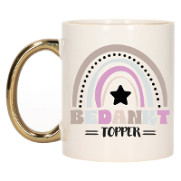 Cadeau mok voor collega   goud   bedankt topper   afscheid/pensioen   keramiek   300 ml