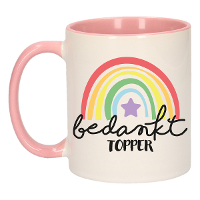 Cadeau mok voor collega   roze   bedankt   afscheid/pensioen   keramiek   300 ml