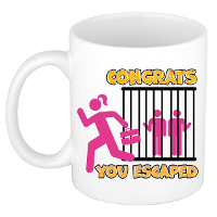 Cadeau mok voor collega   roze   you escaped   afscheid/pensioen   keramiek   300 ml
