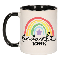 Cadeau mok voor collega   zwart   bedankt   afscheid/pensioen   keramiek   300 ml