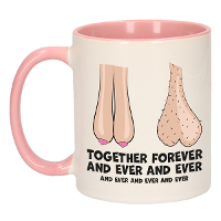 Cadeau mok voor trouw jubileum   together forever and ever   roze   keramiek   300 ml
