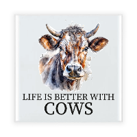 Cadeau tegel boerderijdieren liefhebber   koeien   keramiek   waterverf   15 cm