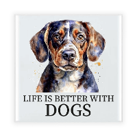 Cadeau tegel hondenliefhebber   Beagle hond   keramiek   waterverf   15 x 15 cm