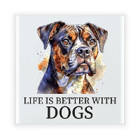 Cadeau tegel hondenliefhebber   Boxer hond   keramiek   waterverf   15 x 15 cm