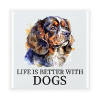 Cadeau tegel hondenliefhebber   Cavalier King Charles Spaniel hond   keramiek   waterverf   15 x 15