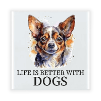 Cadeau tegel hondenliefhebber   Chihuahua hond   keramiek   waterverf   15 x 15 cm