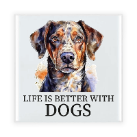 Cadeau tegel hondenliefhebber   Dalmatier hond   keramiek   waterverf   15 x 15 cm