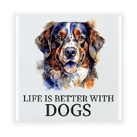 Cadeau tegel hondenliefhebber   Golden Retriever hond   keramiek   waterverf   15 x 15 cm