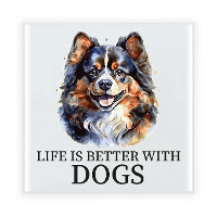 Cadeau tegel hondenliefhebber   Pomeriaan hond   keramiek   waterverf   15 x 15 cm