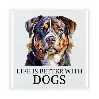 Cadeau tegel hondenliefhebber   Rotweiler hond   keramiek   waterverf   15 x 15 cm