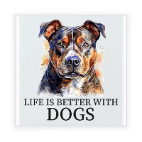 Cadeau tegel hondenliefhebber   Staffordshire bullterrier hond   keramiek   waterverf   15 x 15 cm