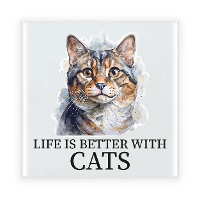 Cadeau tegel kattenliefhebber   American Curl kat/poes   keramiek   waterverf   15 cm
