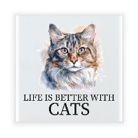 Cadeau tegel kattenliefhebber   Balinees kat/poes   keramiek   waterverf   15 cm