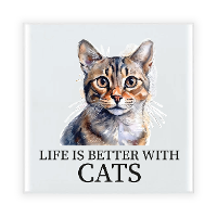 Cadeau tegel kattenliefhebber   Bengaal kat/poes   keramiek   waterverf   15 cm