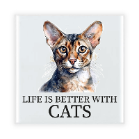 Cadeau tegel kattenliefhebber   Oosterse Korthaar kat/poes   keramiek   waterverf   15 cm