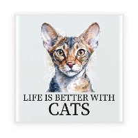 Cadeau tegel kattenliefhebber   Sphynx kat/poes   keramiek   waterverf   15 cm