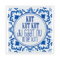 Cadeau tegel voor collega   kut in de vut   Pensioen   Delfts blauw   keramiek   15 x 15 cm