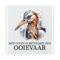 Cadeau tegel voor de familie Ooievaar   het leven is beter met een Ooievaar   keramiek   waterverf  