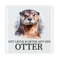 Cadeau tegel voor de familie Otter   het leven is beter met een Otter   keramiek   waterverf  