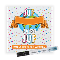 Cadeau tegel voor juf   de beste juf   invul tegel   stippen   keramiek   15 cm