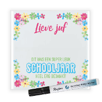 Cadeau tegel voor juf   lieve juf   invul tegel   bloemetjes   keramiek   15 cm