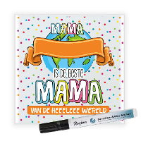 Cadeau tegel voor mama   de beste mama   invul tegel   stippen   keramiek   15 cm
