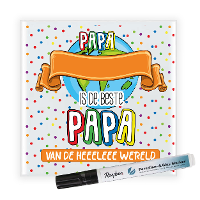 Cadeau tegel voor papa   de beste papa   invul tegel   stippen   keramiek   15 cm