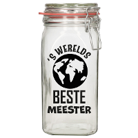 Cadeau voorraadpot   meester   glas   12 x 7 cm   1,5L   verjaardag cadeau   snoeppot   meesterdag