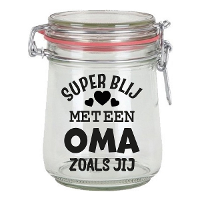 Cadeau voorraadpot   oma   glas   10 x 7,5 cm   720 ml   verjaardag cadeau   snoeppot