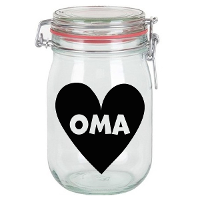 Cadeau voorraadpot   oma   glas   11 x 11 cm   1 liter   verjaardag cadeau   snoeppot